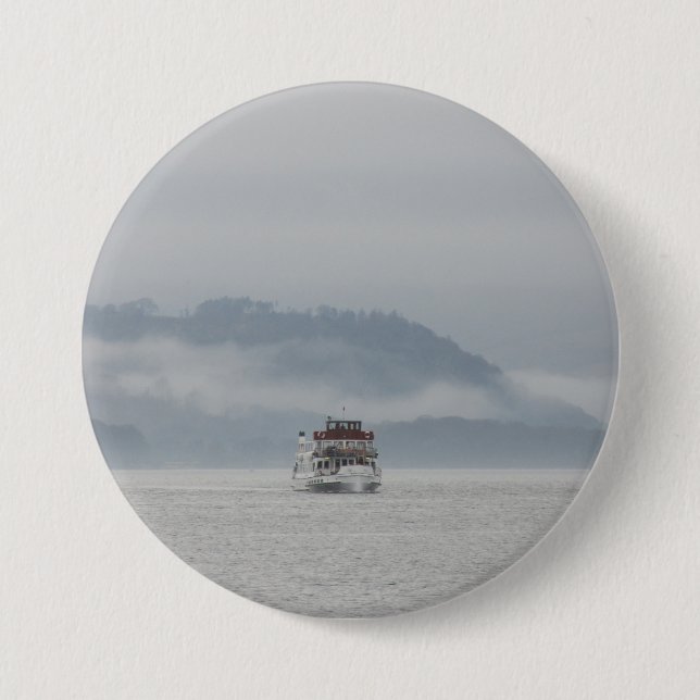 Boat On Windermere Round Badge Knapp (Framsida)