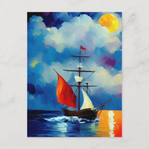 Boat på natten helg vykort