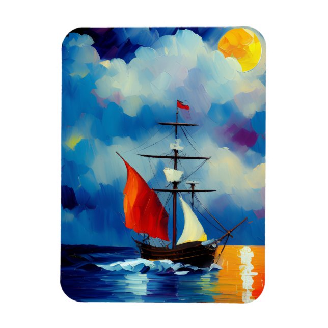Boat på natten magnet (Vertikal)