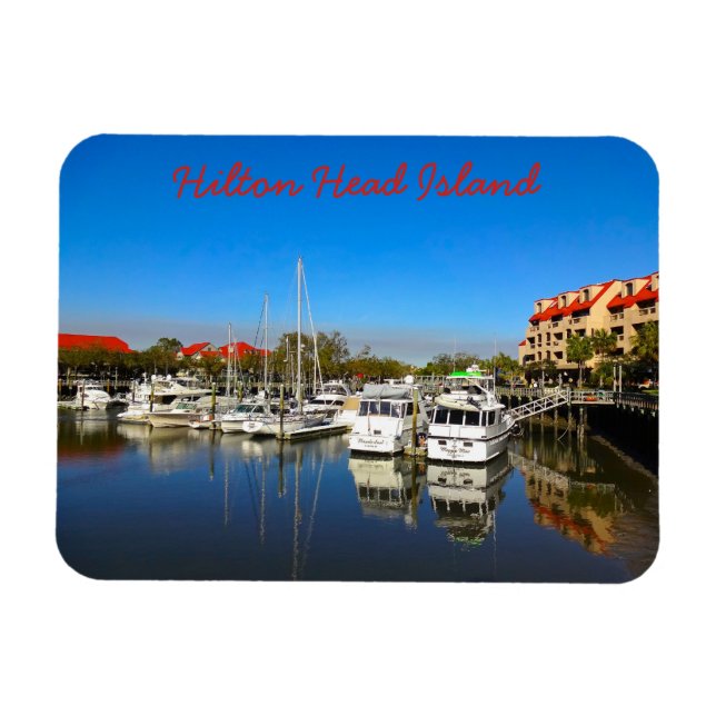 Boat på Shelter Cove Marina Hilton Head Island SC Magnet (Horisontell)
