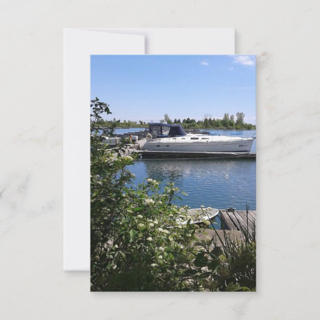 Boat på Sjö Ontario i sommarplatta kort (Framsida)