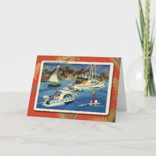 Boat Parad Retro-julkort Helgkort