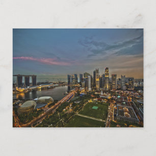 Boat Quay Singapore stads panoramautsikt Vykort