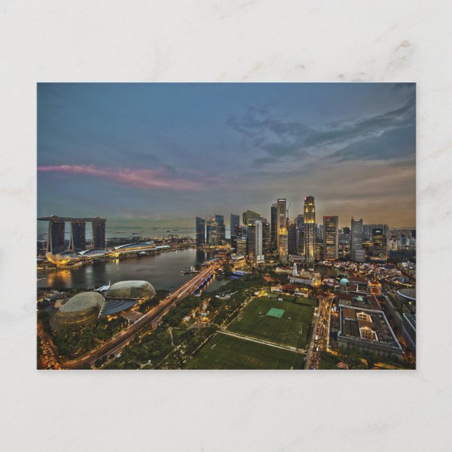 Boat Quay Singapore stads panoramautsikt Vykort (Framsida)