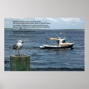 Boat Sea Fiskmås Dikt Poetry Poster