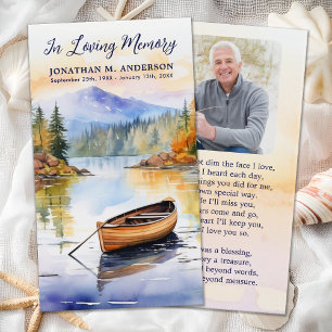 Boat Sjö Memorial Photo Funeral Prayer Card Visitkort