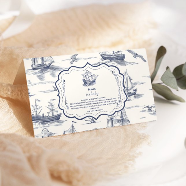 Boat Toile Nautical Baby Shower Bokar för Baby Tilläggskort (Skapare uppladdad)