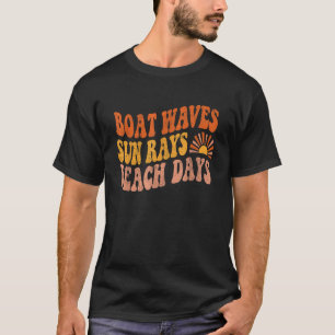 Boat Vågar Sol Rays Beach Days Cute Retro Summer V T Shirt