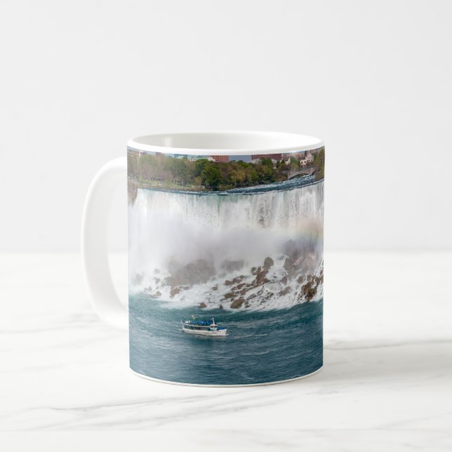 Boat vid amerikanska Falls från Niagara Falls Kaffemugg (Framsida vänster)
