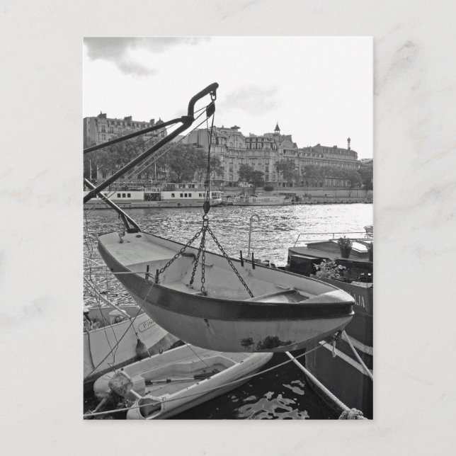 Boat vid floden Paris Vykort (Framsida)