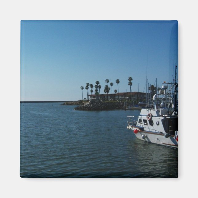 Boat vid Oceanside Harbor-CA Magnet (Framsidan)