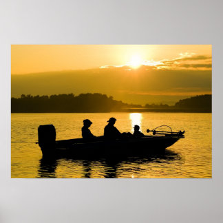 Boat vid Sunrise Poster