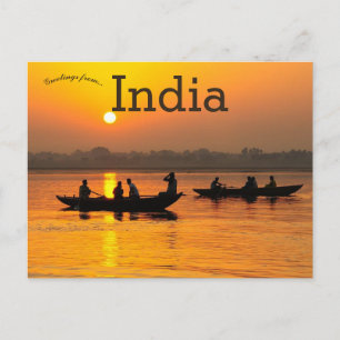 Boat vid Sunset på Ganges River India Vykort