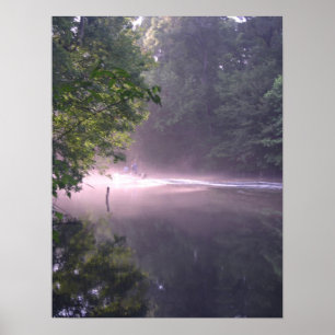 Boat vid Sunset på River Print Poster