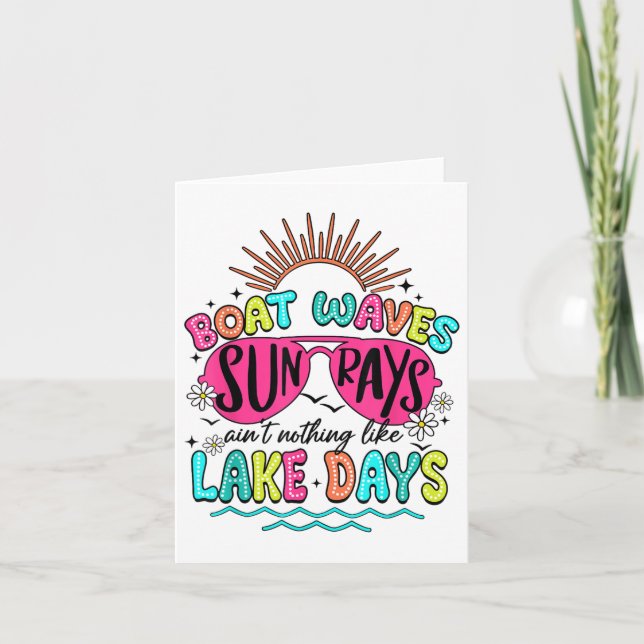 Boat Wave Sol Rays Aint Ingenting som Sjö Days Sum Kort (Framsida)