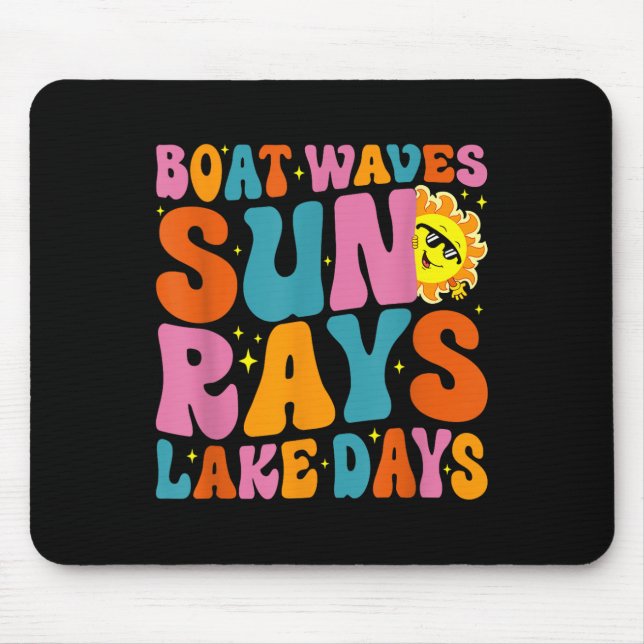 Boat Waves Sun Rays Lake Days Cute Retro 70s Summe Musmatta (Framsidan)