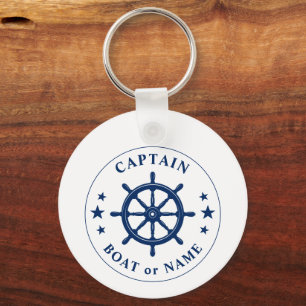 Boat Wheel Helm Stars kapten Namn Photo Back Wt Nyckelring