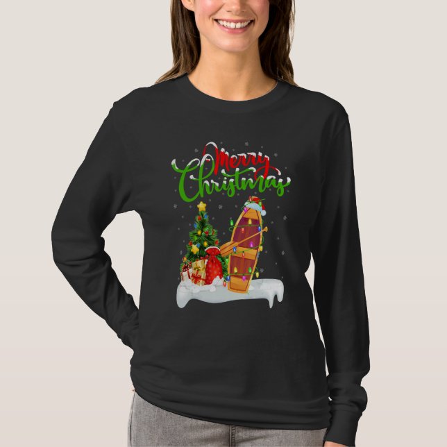 Boat   Xmas Decorations Santa Boat Christmas T Shirt (Framsida)