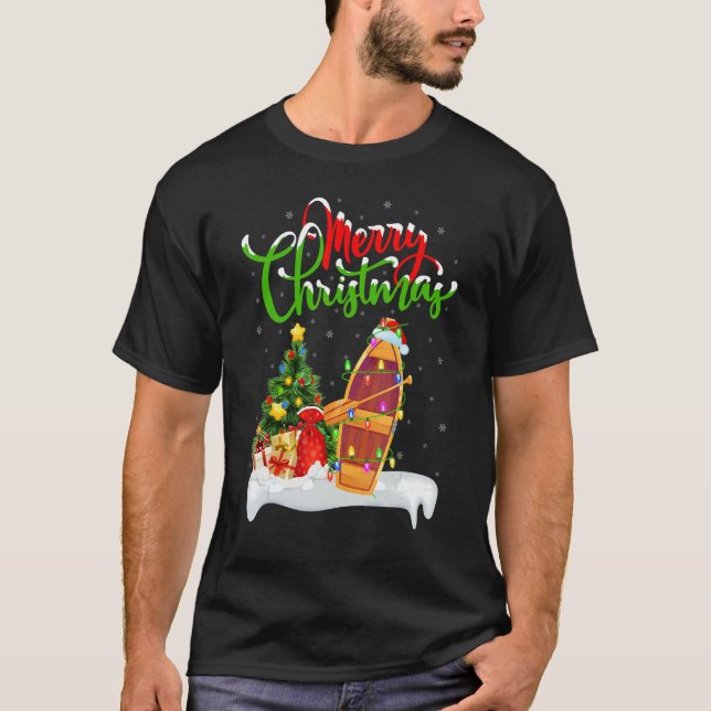 Boat   Xmas Decorations Santa Boat Christmas T Shirt (Framsida)