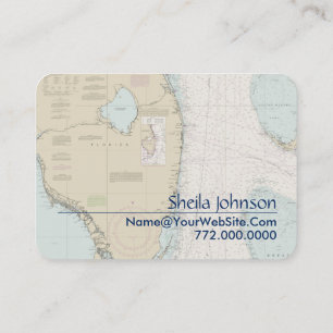 Boater Florida Nautical Chart Clean Fresh Blue Tan Visitkort