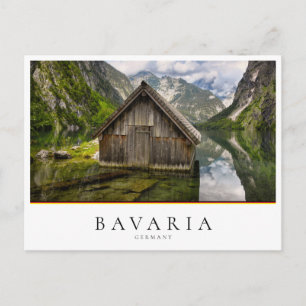 Boathouse i Obersee sjö i Tysklanda Alpernor Vykort