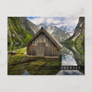 Boathouse i Obersee sjö i Tysklanda Alpernor Vykort