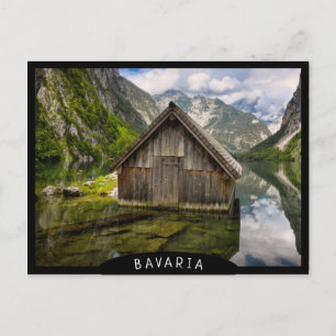 Boathouse i Obersee sjö i Tysklanda Alpernor Vykort