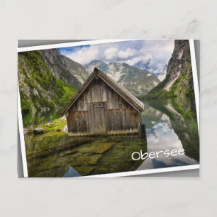 Boathouse i Obersee sjö i Tysklanda Alpernor Vykort