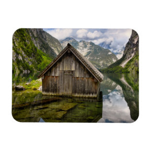 Boathouse i Obersee sjö i Tysklandare Alpernor Magnet