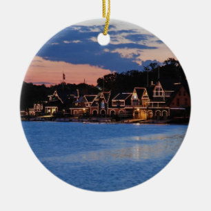 Boathouse Row dusk Julgransprydnad Keramik
