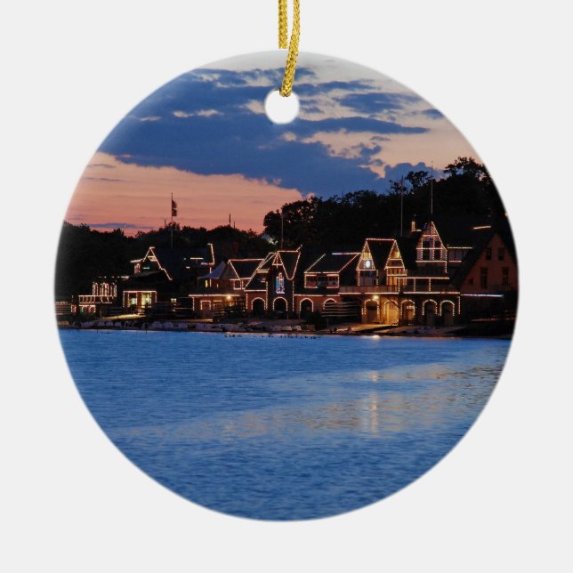 Boathouse Row dusk Julgransprydnad Keramik (Framsidan)