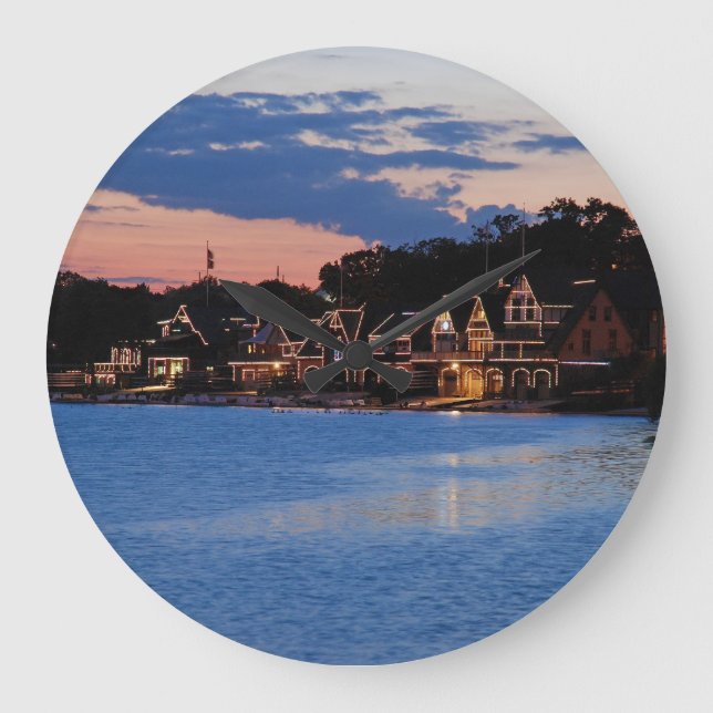 Boathouse Row dusk Stor Klocka (Framsida)
