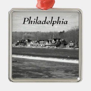 Boathouse Row Vinter b/w Julgransprydnad Metall