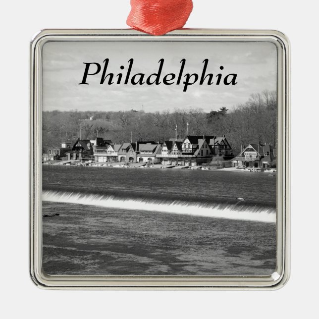 Boathouse Row Vinter b/w Julgransprydnad Metall (Framsidan)