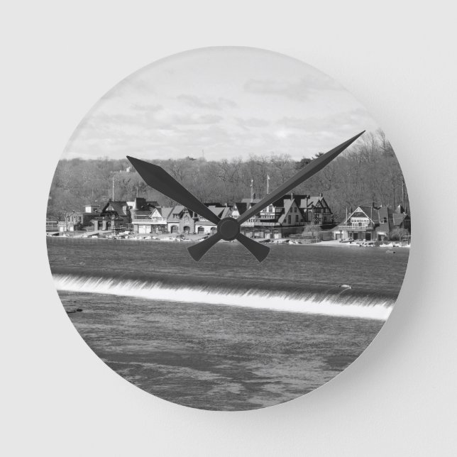 Boathouse Row vinter b/w Rund Klocka (Framsida)