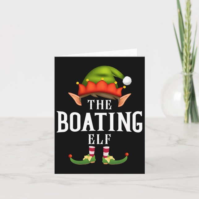 Boating Elf Group Funny jul Pajama Party Kort (Framsida)