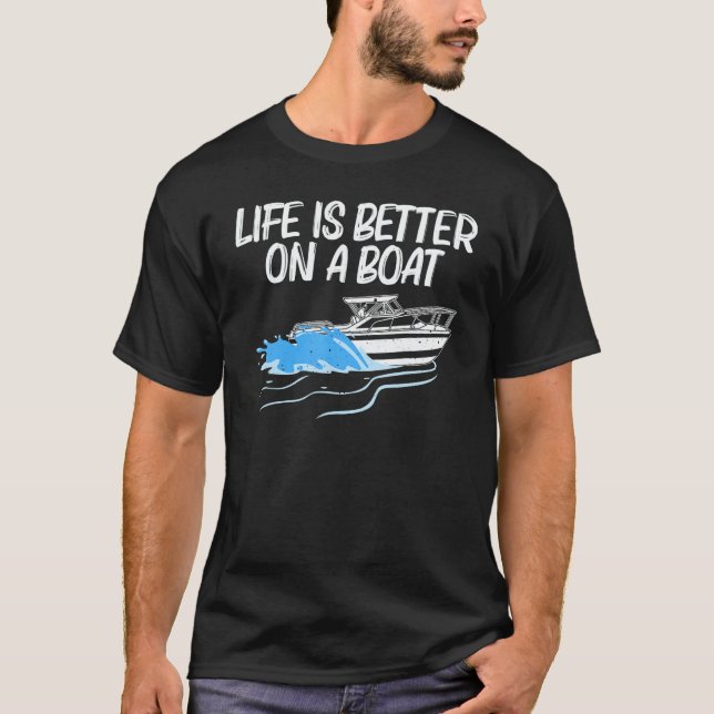 Boating For Men Women Boat Captain Boater Pontoon T Shirt (Framsida)