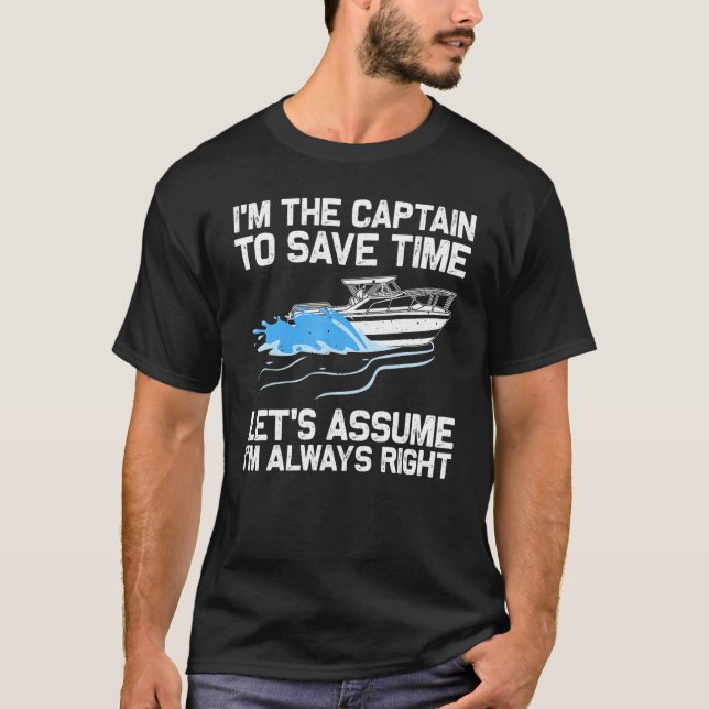Boating For Men Women Boat Captain Boater Pontoon  T Shirt (Framsida)