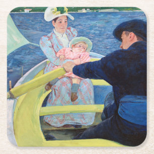 Boating Party, Mary Cassatt Underlägg Papper Kvadrat