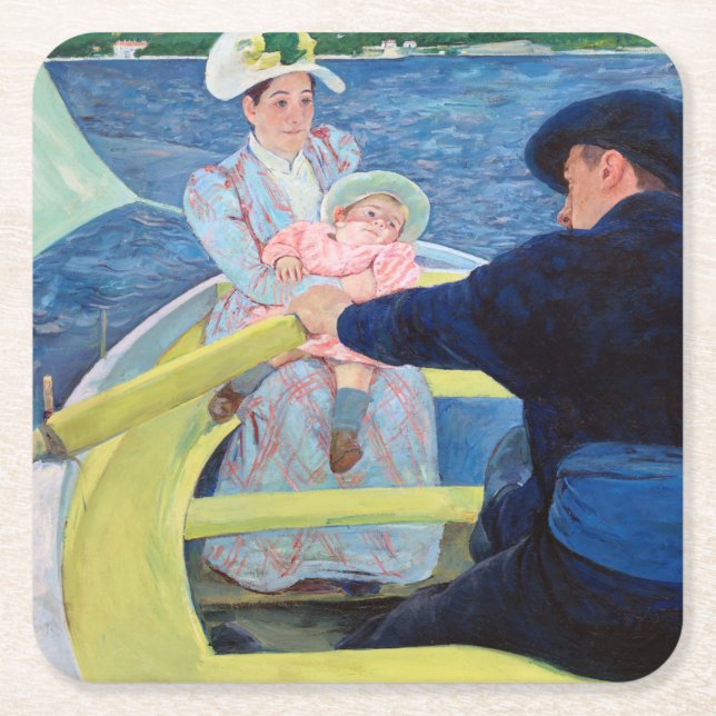 Boating Party, Mary Cassatt Underlägg Papper Kvadrat (Framsidan)