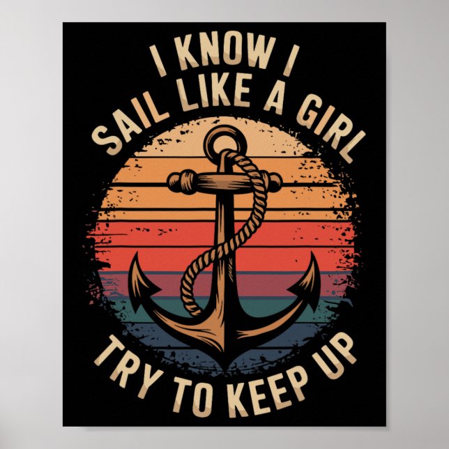 Boating Sailboat Captain And Sailing Boat Sailor  Poster (Framsidan)