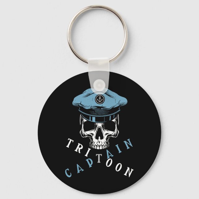 Boating Tritoon Captain Flatboat Life Pontoon For  Nyckelring (Framsida)