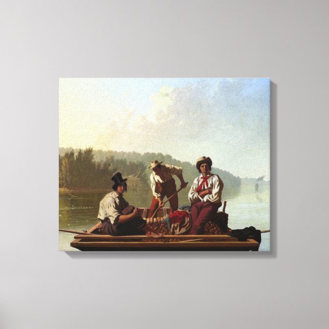 Boatmen vid Missouri River Canvastryck (Framsida)