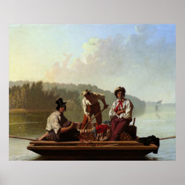 Boatmen vid Missouri River Poster