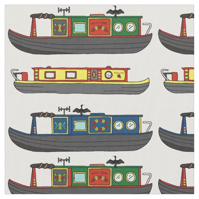 Boats and Narrowships Roligt Boating Patterned Tyg (Närbild)
