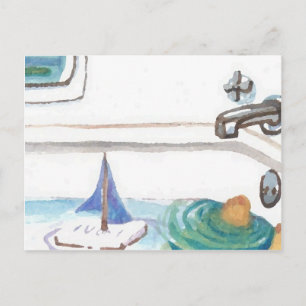 Boats i Bathtub Past Time att åka till Beach Vykort