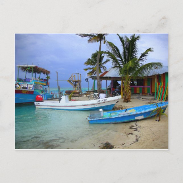 Boats i Caye Caulker, Belize Vykort (Framsida)