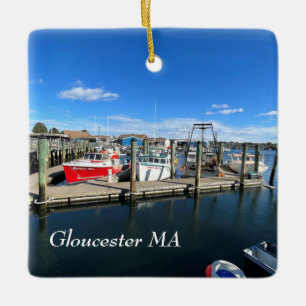 Boats i hamnen i Gloucester Julgransprydnad Keramik