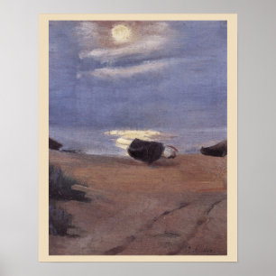 Boats i månljuset på South Beach, Anna Ancher Poster