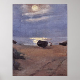 Boats i månljuset på South Beach, Anna Ancher Poster